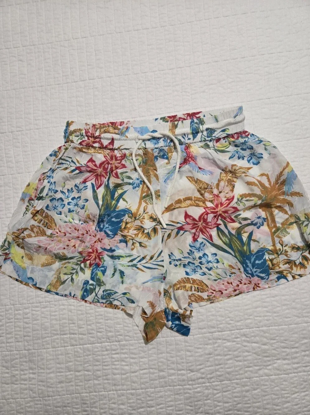 Elan Red Blue Floral Drawstring Shorts - Picture 2 of 5